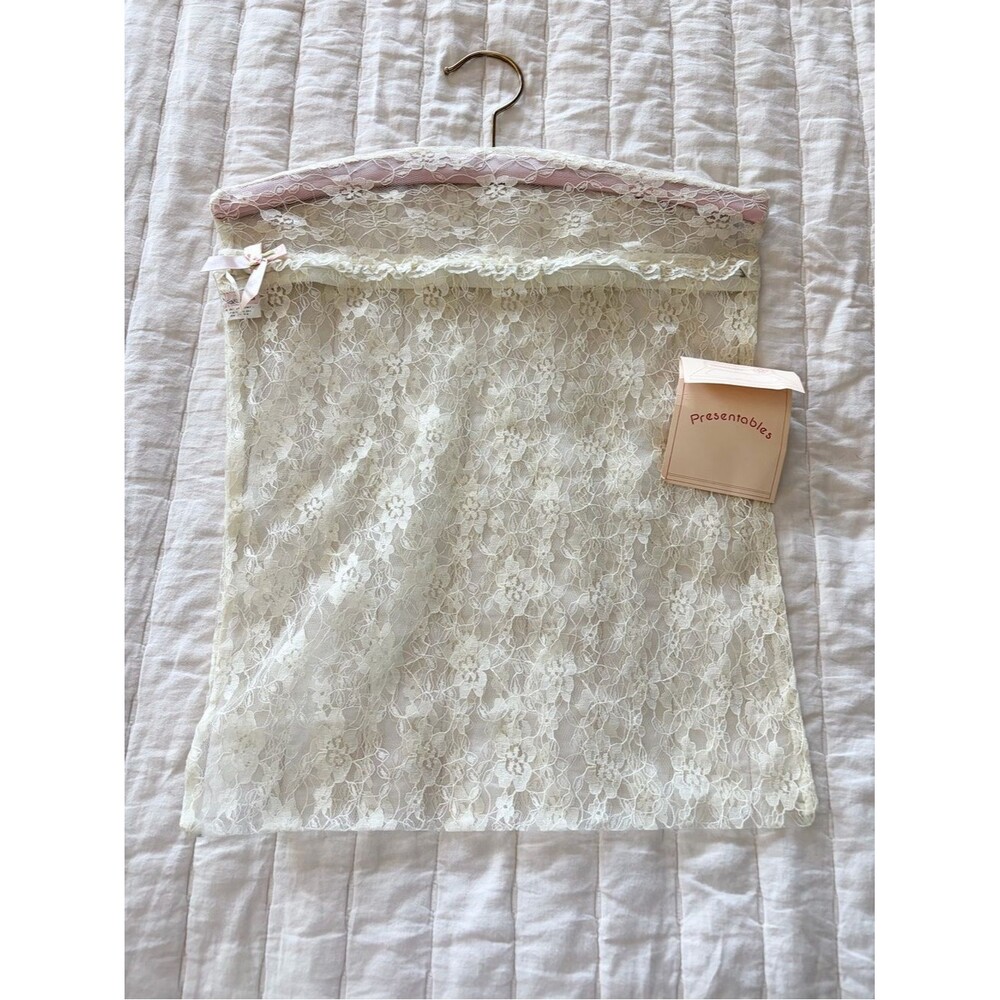 Vintage Cottagecore Coquette Delicate Cream Lace Lingerie Bag Tags Attached
